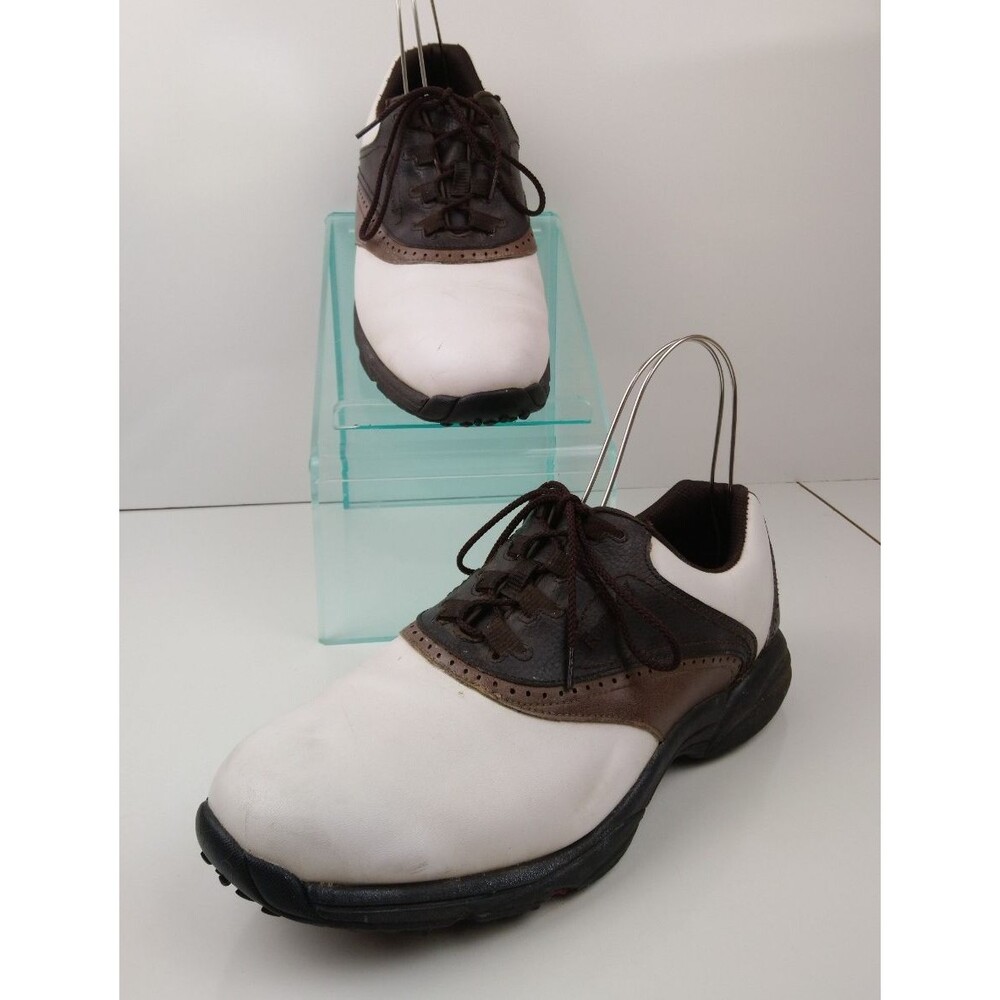 Foot Joy Men's Golf Shoes Cleats Size 12 Wide Brown & White Leather